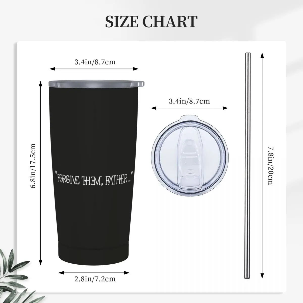 Christian Religious Jesus Forgive Them Father Graphic 1 Stainless Steel Tumbler Vacuum Mugs Thermal Cold Cups Straw With Lid