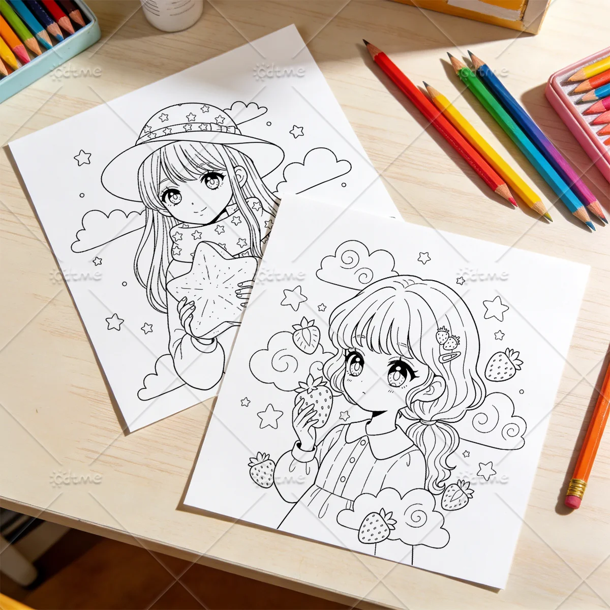 Anti-Angst Anime Kawaii Mädchen Malbuch für Erwachsene DIY Mal- und Zeichenkunst-Aktivitätsbuch Perfektes Geschenk zur Entspannung – Detail 7