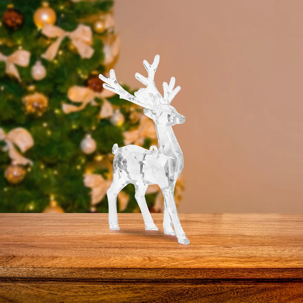 4 Pcs Set Transparent Christmas Reindeer Vacation Outdoor Halloween Decorations Tabletop Ornament Acrylic Small Sculpture