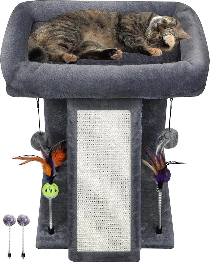 

Modern Large Luxury Cat Tree Tower Scratching Post for Indoor Cats 1-Level Activity Center Scratching Board Toy Balls Cotton
