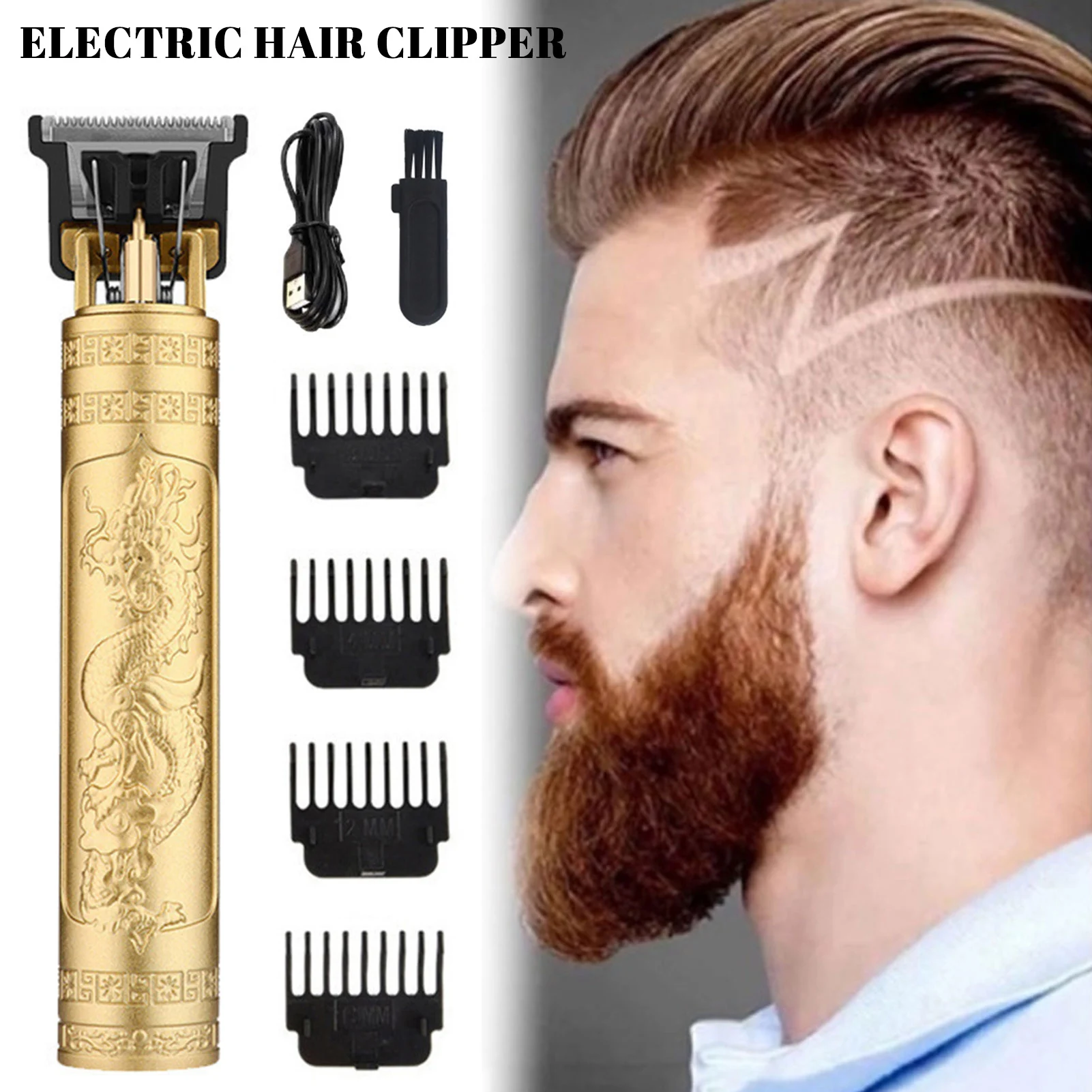 Men Portable Travel Hair Clippers Low Noise Electric Hair Trimmer for Hair Cutting & Grooming