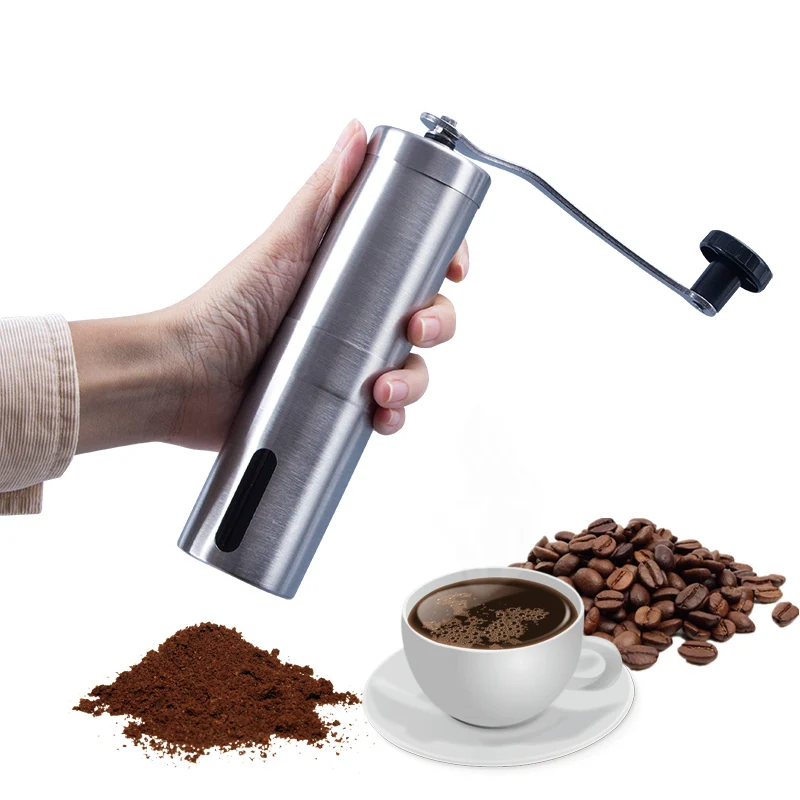 Manual Stainless Steel Coffee Grinder Adjustable Coarse Settings Portable Ceramic Conical Burr Grinder for Camping Travel