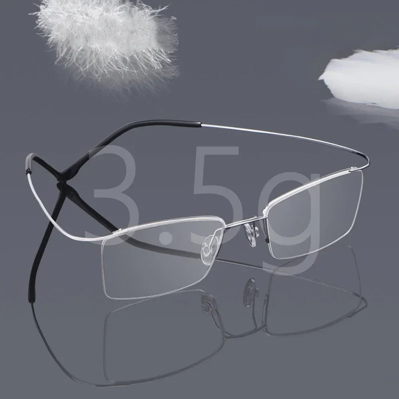 نظارات KJDCHD خفيفة للغاية ومريحة 100% من التيتانيوم النقي فائقة القوة للرجال بنصف إطار نظارات طبية بصرية 30004