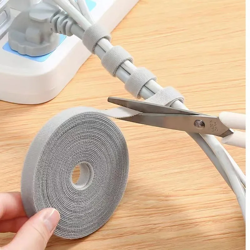 Cable Organizer Cable Tie Reusable Cable Ties 5M Adjustable Cord Organizer for Tangle Free Cable Management Wire Management Tape