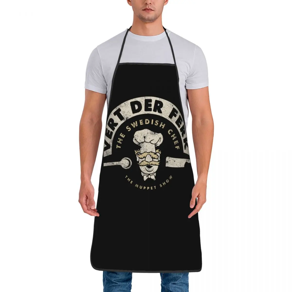 Unisex Fashion White Head Bib Apron Adult Chef Cuisine for Cooking Kitchen Vert Der Ferk Kitchen Baking