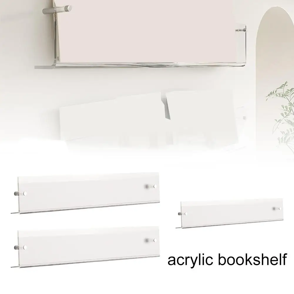 

Acrylic Wall Hanging Bookshelf Creative Wall Shelving Wall Magazine Decoration Stand Display Book Rack Simple Transparent U4H0