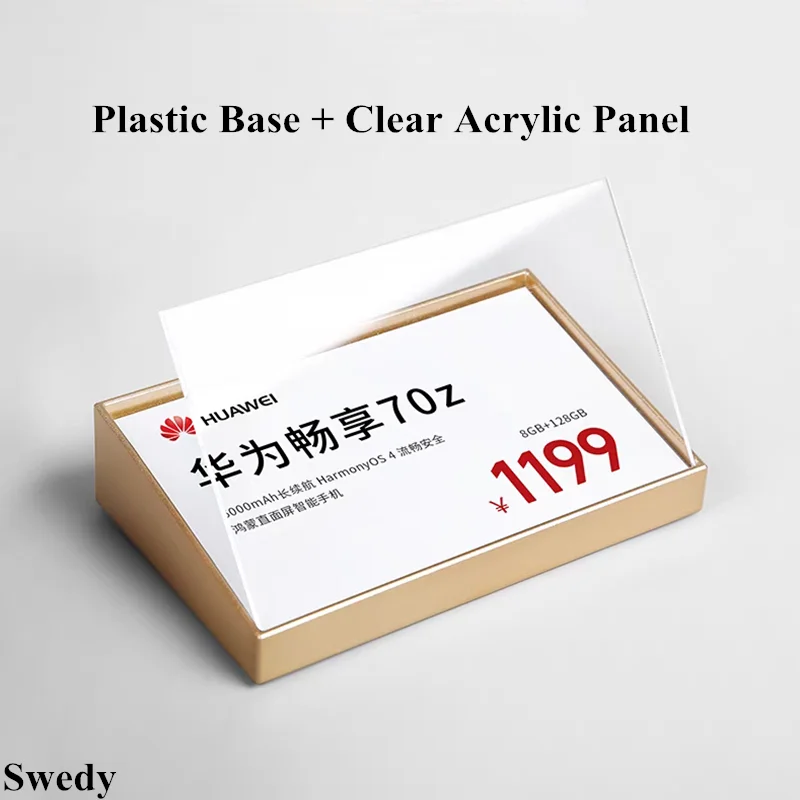 90x54mm Slant Back Plastic Sign Holder Display Stand Table Name Number Place Card Holder Small Pricing Label Paper Card Tags