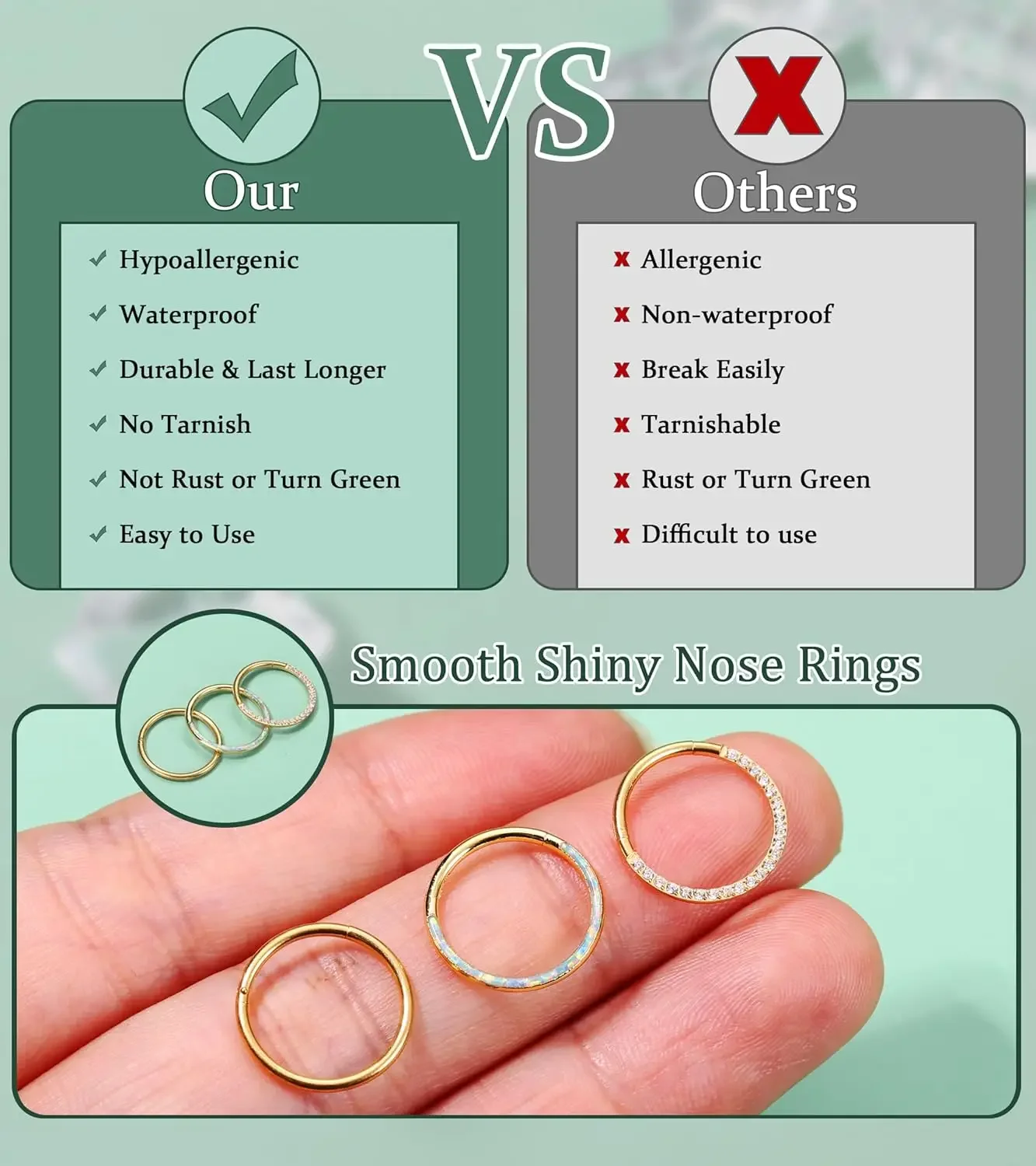 6 قطعة خواتم الحاجز الجراحية الصلب الأنف خواتم الأطواق للنساء الفرس متمحور الجزء اللولب الغضروف القرط الشفاه ثقب المجوهرات #4