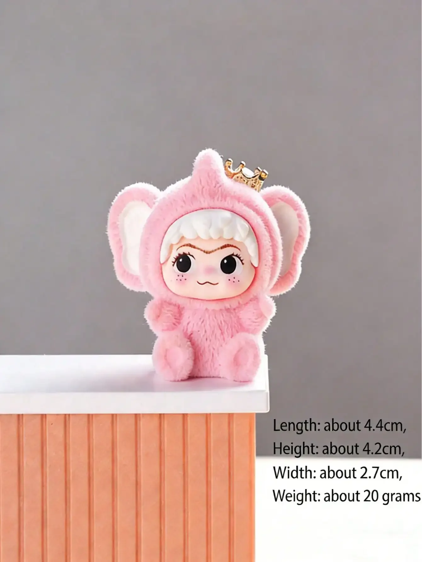 1 Pc Cute Flocked Kuku Elephant Ornament - Creative Gift, Perfect for Car & Office Desk Decoration