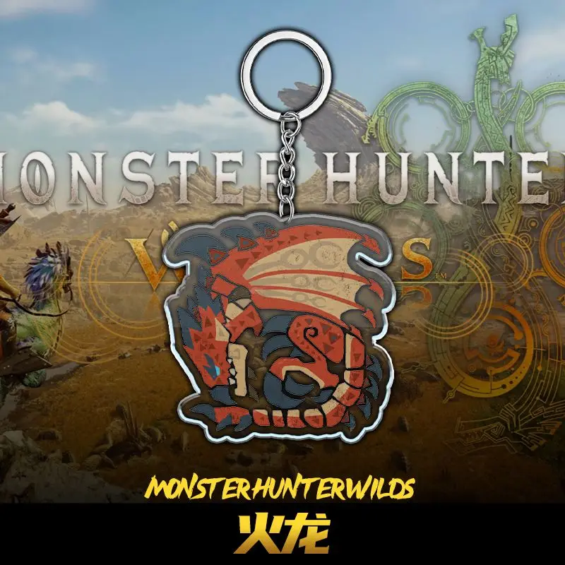 مونستر هنتر وايلدز  سلسلة مفاتيح أكريليك كرتونية لطيفة على شكل لعبة Rathalos Alma ملحق زخرفي لحقائب الظهر للأولاد والبنات #6