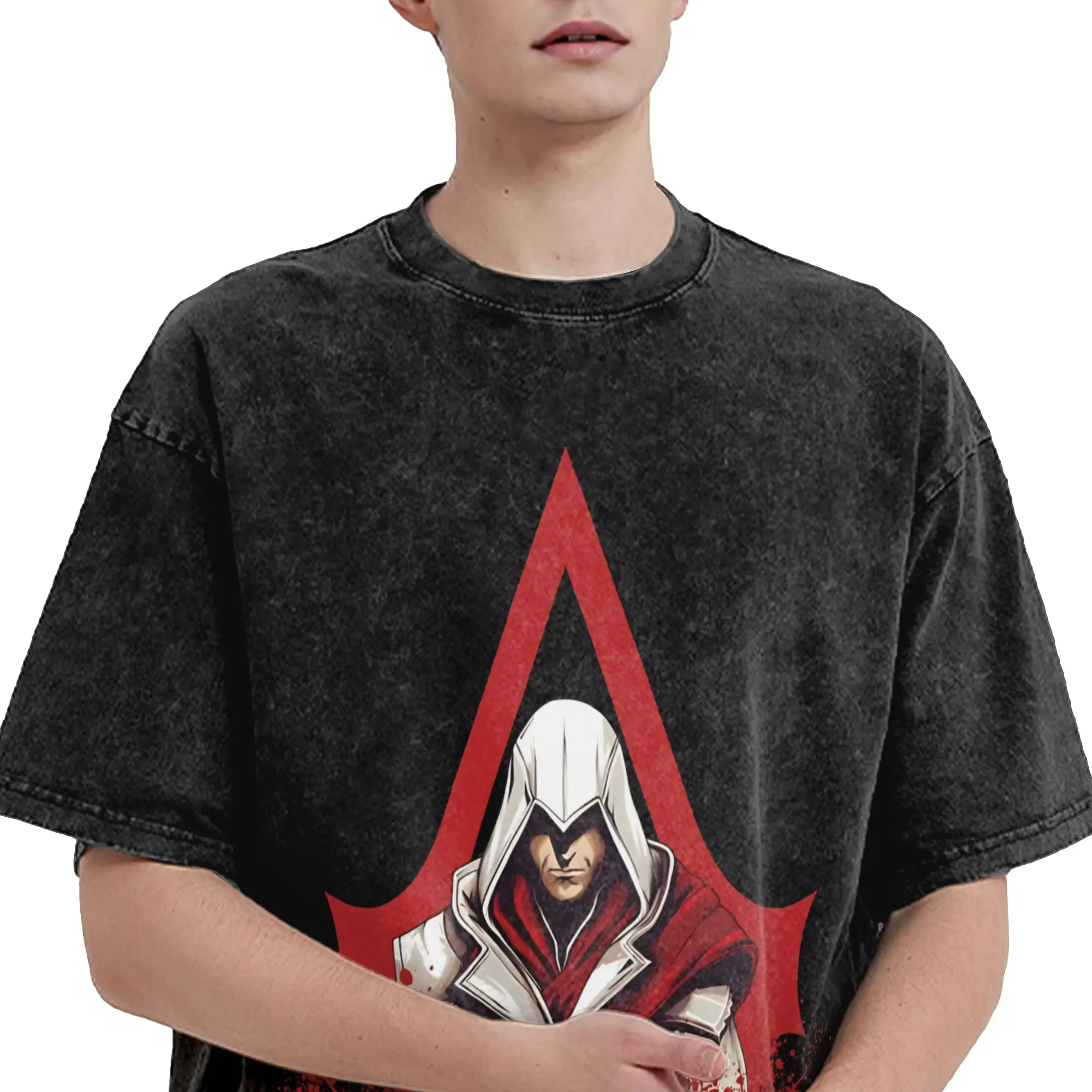 Assassines Creed Requiescat In Pace  Washed T Shirts Streetwear Hip Hop Fashion T-Shirts  Tees Tops for Men Women Short Sleeve
