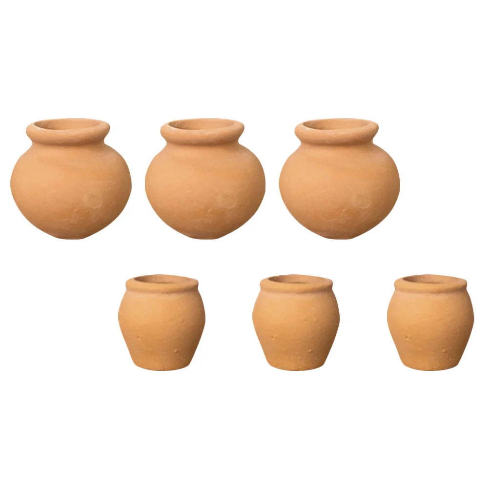 6 Pcs Succulent Flower Pot Mini Gardening Pots Miniature Clay Pottery for Outdoor Plants Terracotta