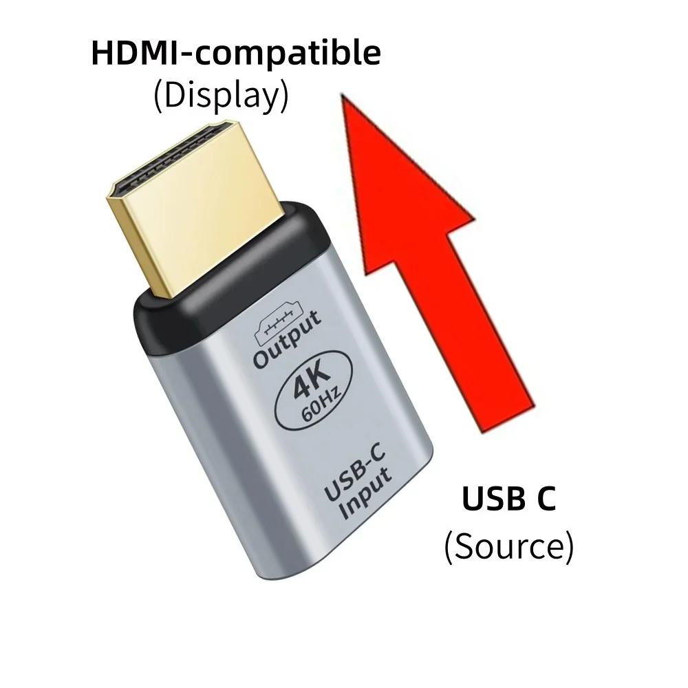 Uni-Directional USB C(Source) to Target HDMI-compatible Display Adapter 4K@60Hz Resolution for Thunderbolt3/4 Macbook Pro