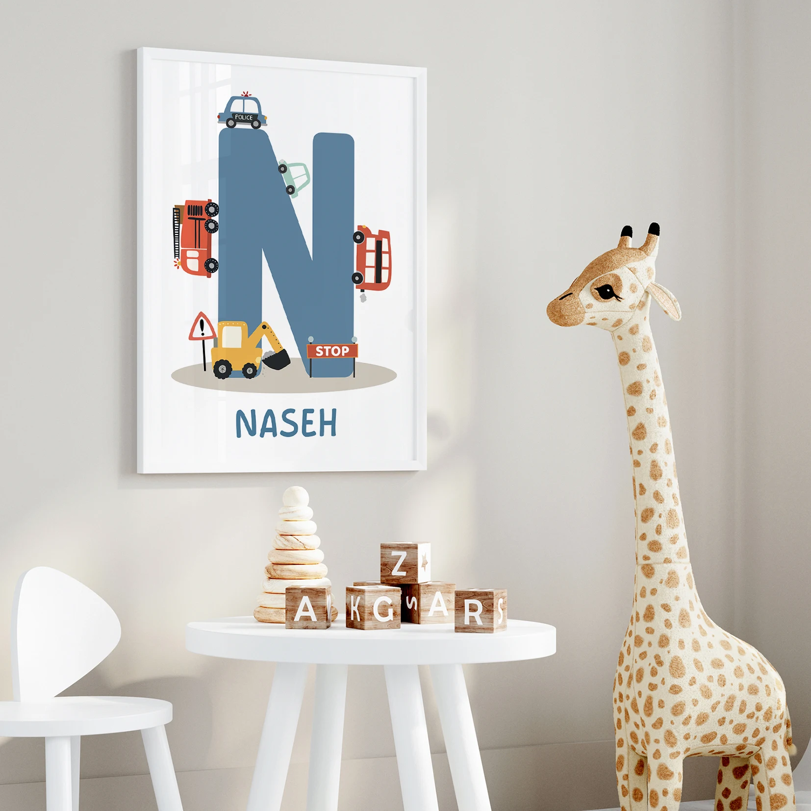 3pcs Personalized Custom Name Cartoon Car Letters Wall Art Print Picture Canvas Poster Painting Living Room Home Decor image 3