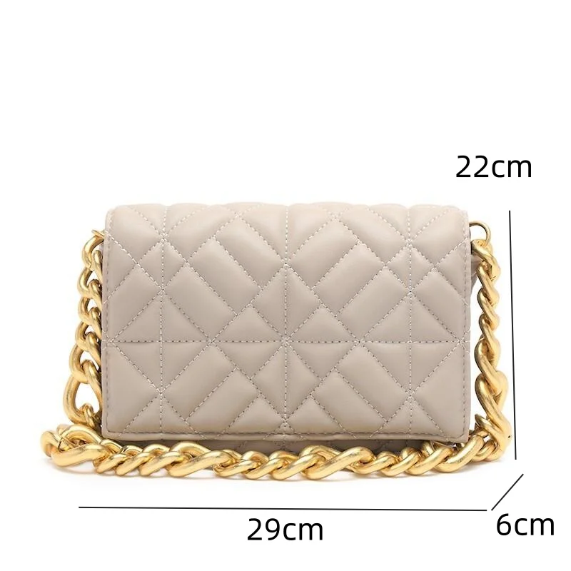 Fashion Women Shoulder Bags New Lingge Fashion Small Fragrant Style Thick Chain Korean Leisure Versatile Outdoor Handheld Bags