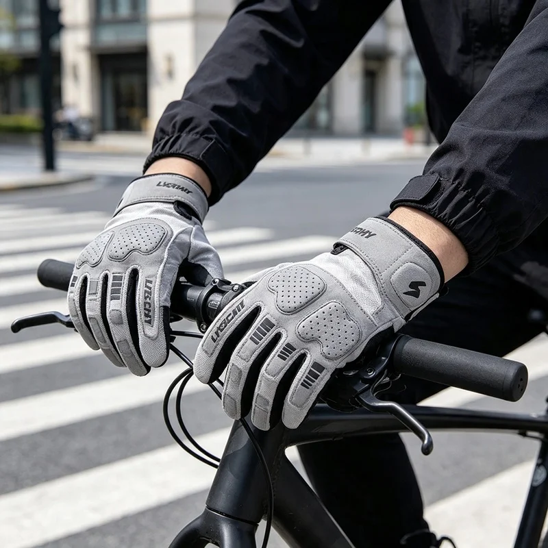 LYSCHY Summer Motorcycle Gloves Breathable Full Finger Anti‑Fall Wear‑Resistant Touch Screen Motocross Dirt Bike Off‑Road Riding