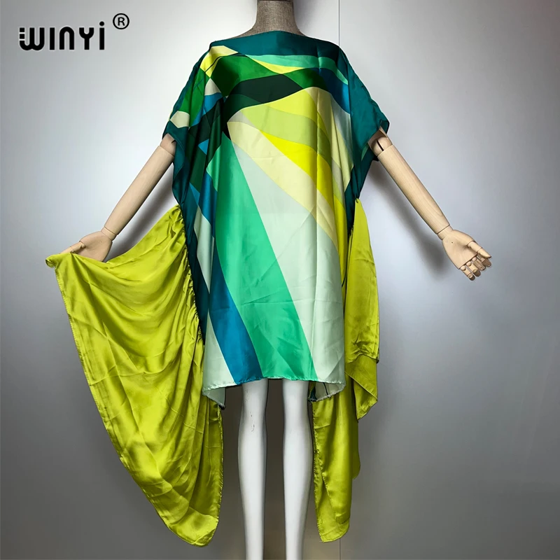 

WINYI boho Женская летняя мода Вечерний отдых Пляжная одежда Африка Леди кафтан праздник Сексуальное элегантное пляжное платье с одним вырезом