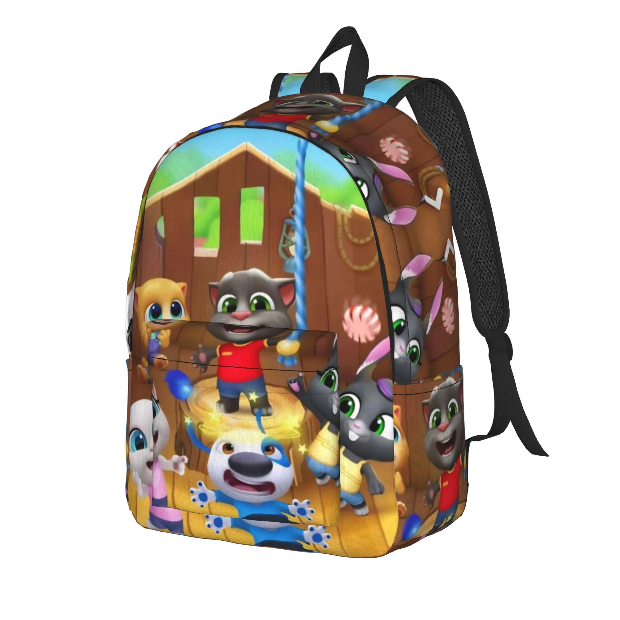 T-Talking T-Tom And F-Friends Classical Backpack Durable Student Work  Daypack for Men Women College Canvas Bags