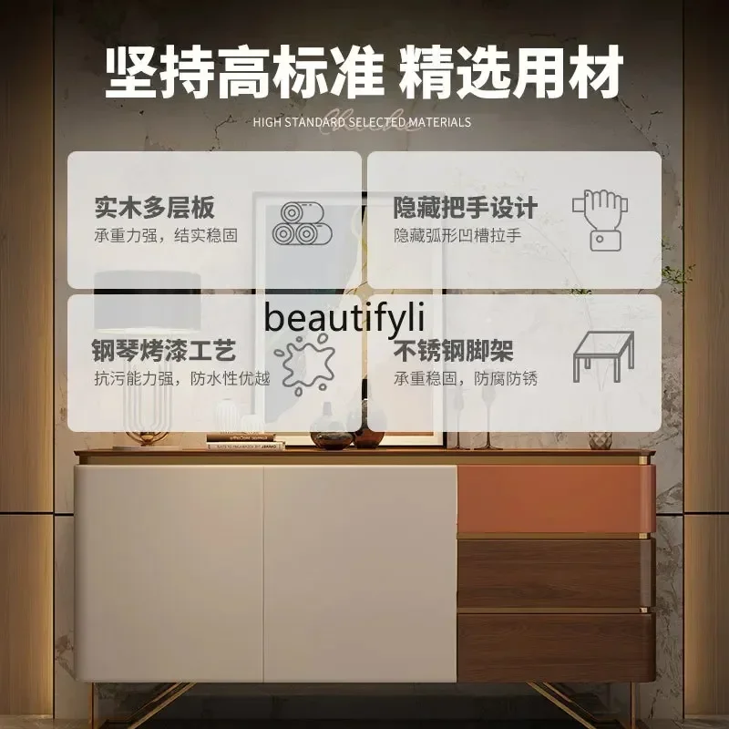 E153 Medieval solid wood dining side cabinet Italian light luxury entrance entrance locker living room partition decorative cabi