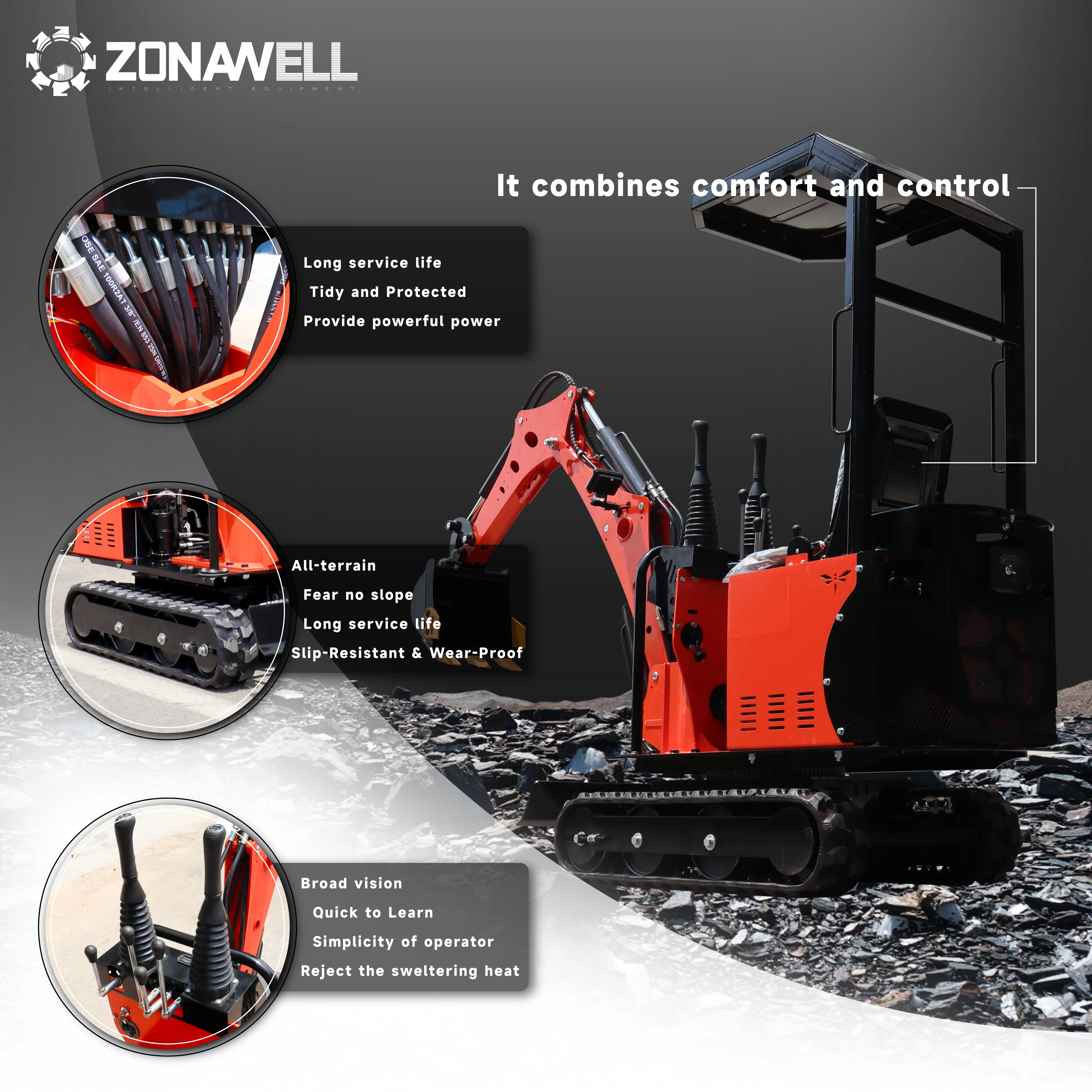Mini excavator dengan mesin KOOP, Changchai, Briggs Stratton buatan China, terjangkau dan hemat biaya, dengan berat 0,8T