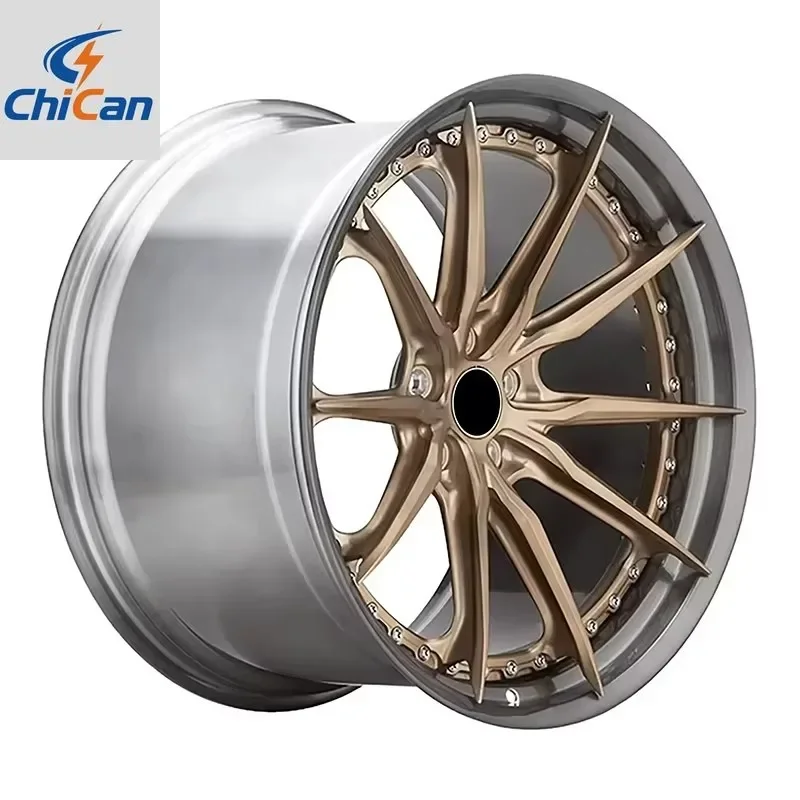 

[2026] Chican Custom Forged Factory Hotsale Customized 2 Piece Super Deep Bronze Polished Lip 18-22inch Forged Wheels 5x112 5x11