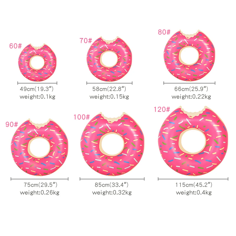 1pcs New Arrival PVC Inflatable Adult Kids Donut Swimming Ring Water Sports Beach Inflatable Floating Swimming Ring