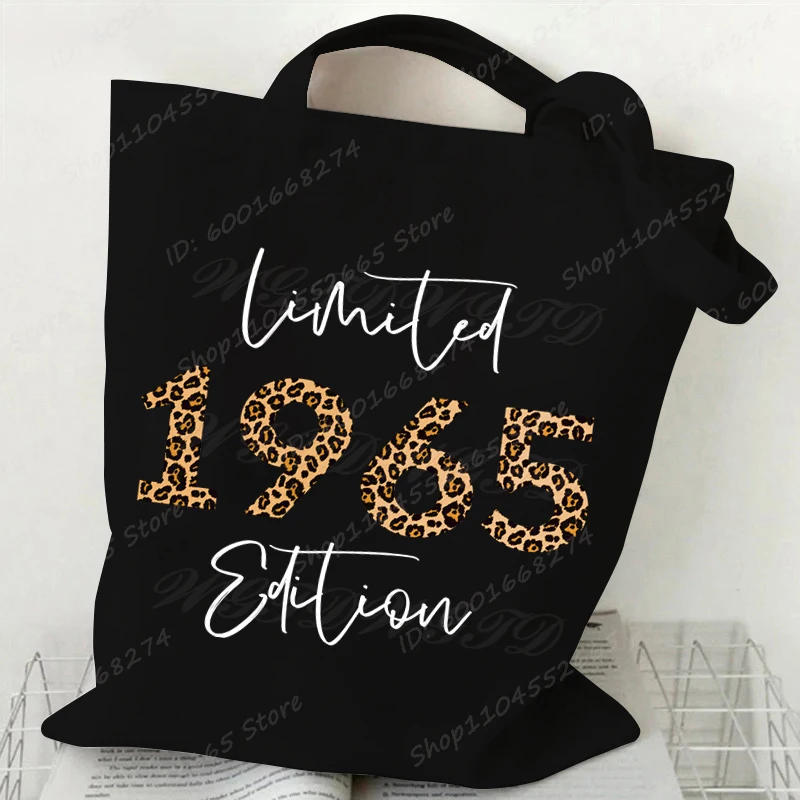 Vintage 1960-1969 Limited Edition Tote Bags Leopard 60's Print Handbags Women Girl Retro Purses Canvas Shopping Bags Tote Bags