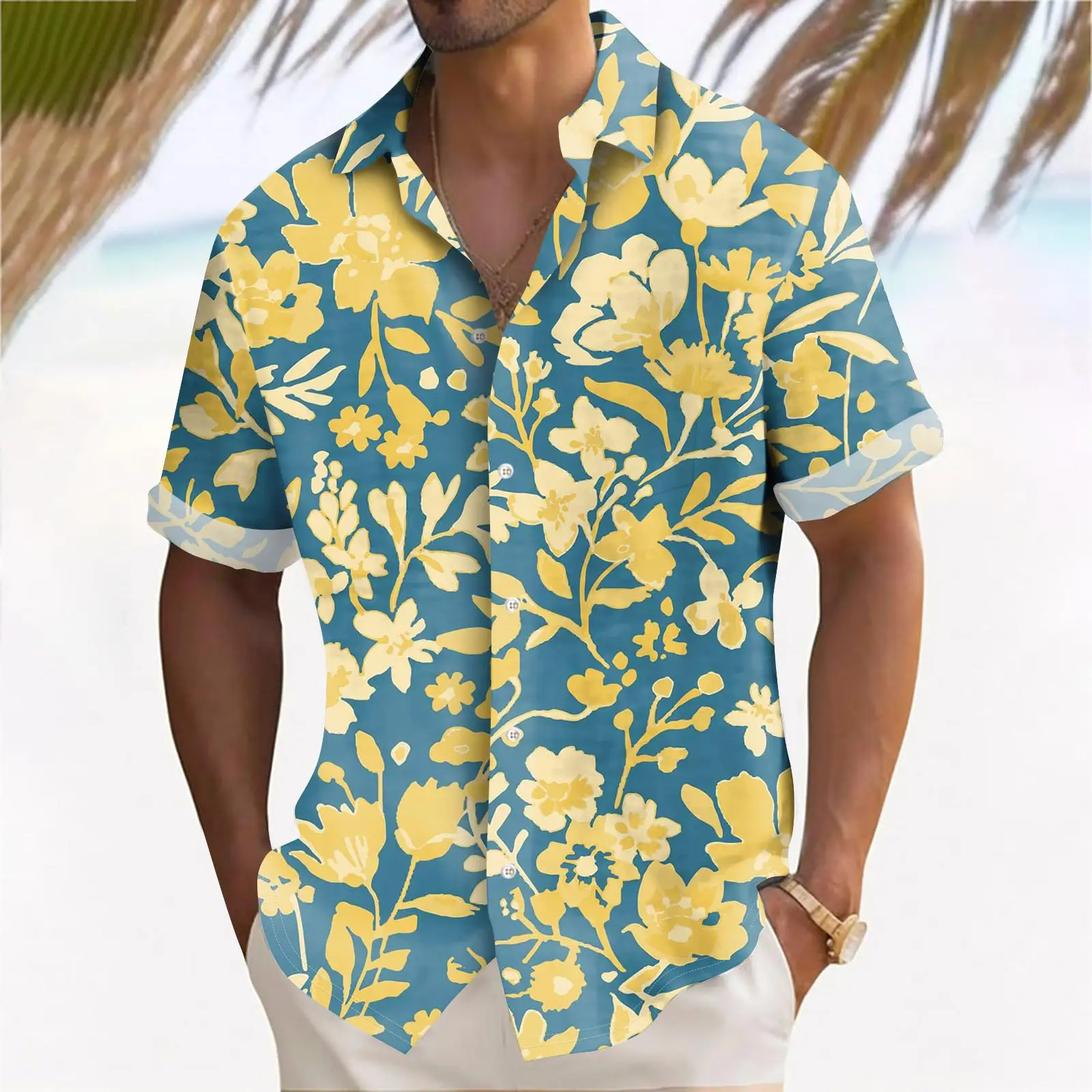 Hawaiian Holiday Style Flower Shirt Loose Breathable Lapel Short Sleeve Beach Shirts Men Women Fashion Comfortable Casual Tops