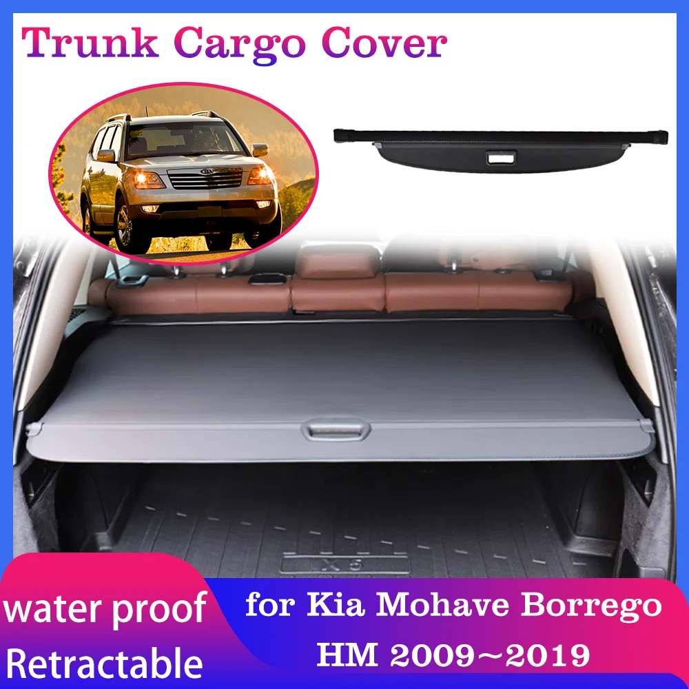 Car Trunk Cargo Cover for Kia Mohave Borrego HM 2009~2019 Luggage Storage Curtain Tray Mat Security Shielding Shade Accessories