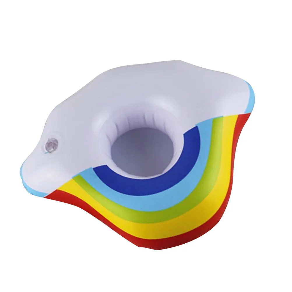 4er-Set Wolken-Regenbogen aufblasbare PVC-Getränkehalter – schwimmende Getränkehalter für Pool, Strandparty, Sommerspaß, Sitzgelegenheit