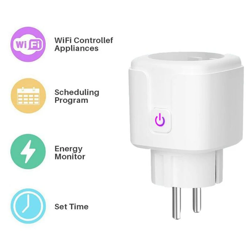 Smart Plug, Mini Wifi Outlet Works With Alexa, Google Assistant, Remote Control Your Home Appliances (EU Plug)