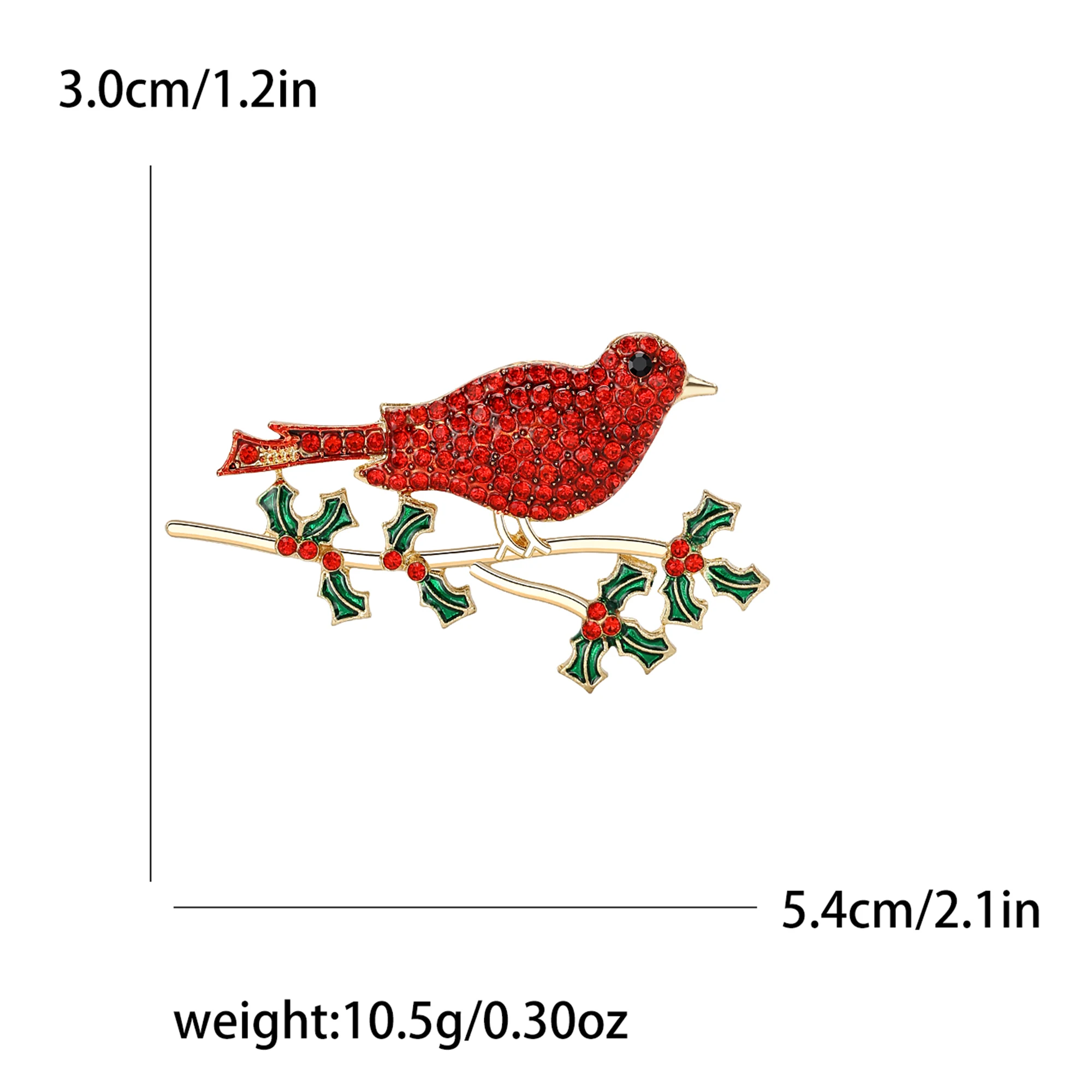 Beaut&Berry Classic Rhinestone Red Bird Brooches for Women Unisex Animal Pins Casual Party Jewelry Accessories Gifts Decoration
