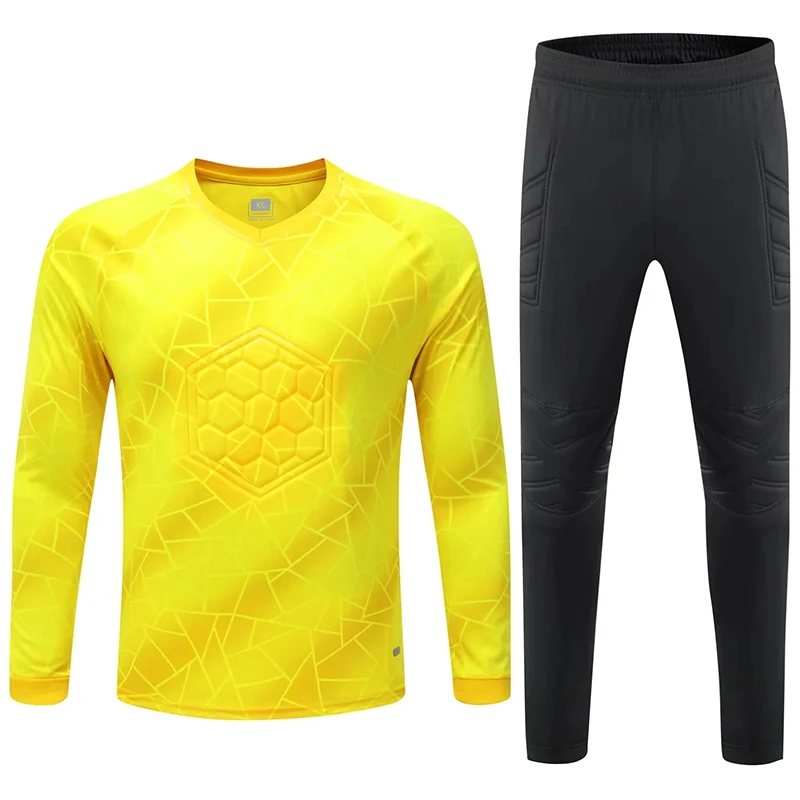 Men Kid 2024 Soccer Goalkeeper Uniform Protective Sponge Long Sleeve Football Training Goalkeeper Top Soccer Jersey Pants Custom