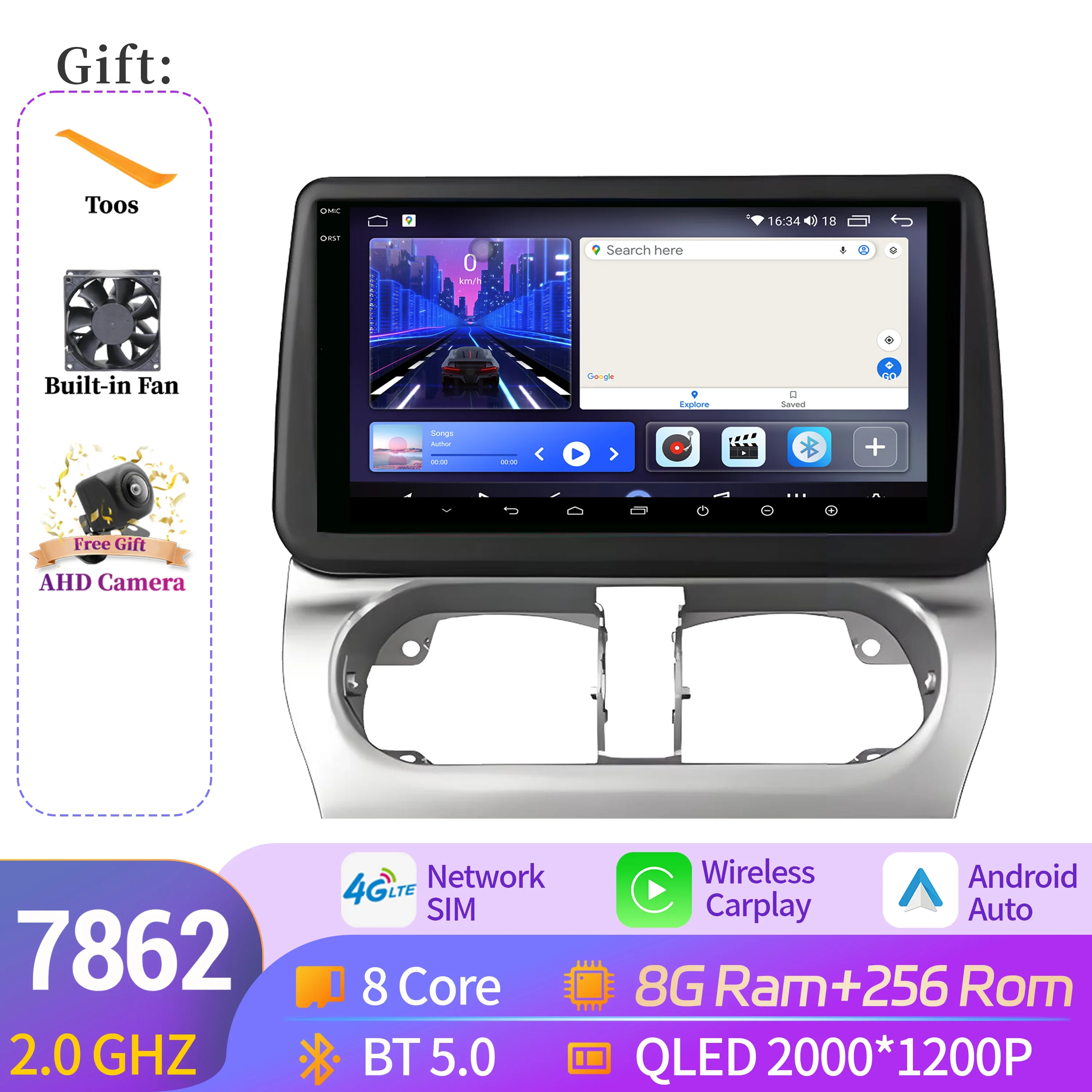 Voor Opel Combo Corsa Tigra 2001-2011 Autoradio Multimedia GPS Apple Android 14 Draadloze BT CarPlay 7862 8 + 256 2 K QLED Scherm