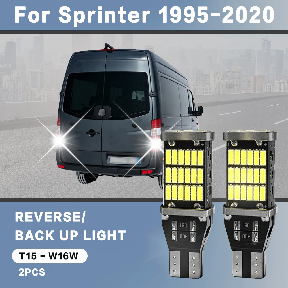2pcs For Mercedes Benz Sprinter B901 B902 B903 B904 B905 B906 B907 B909 B910 1995-2020 Light Bulbs Back Up Lamp W16W T15 Canbus