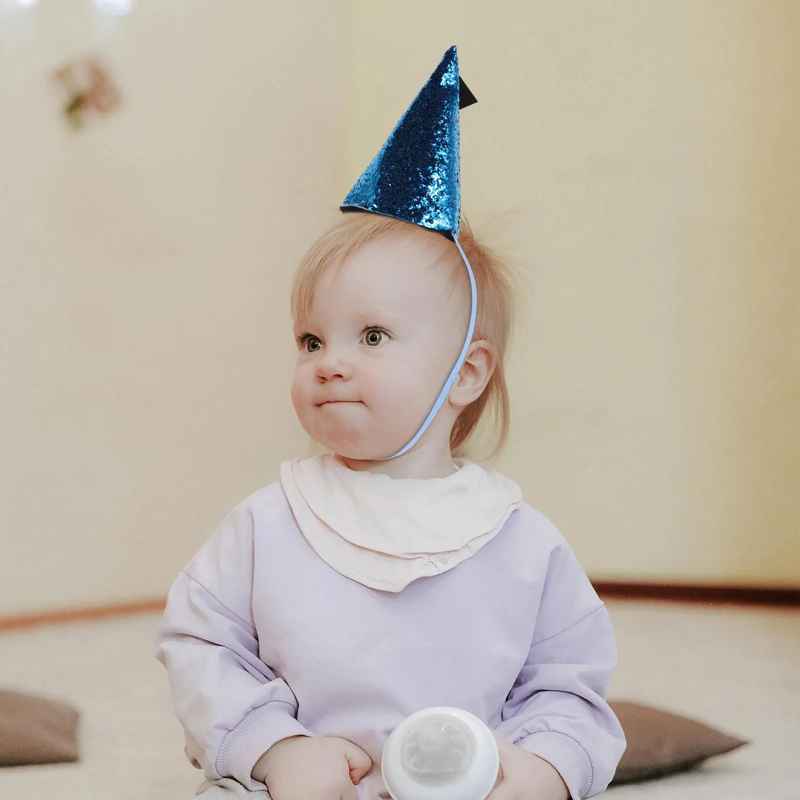 

Sparkly Dinosaur Birthday Hat Kids Party Headwear Glitter Accent Cone Style Comfortable Elastic Fit Birthday Fabric Crown