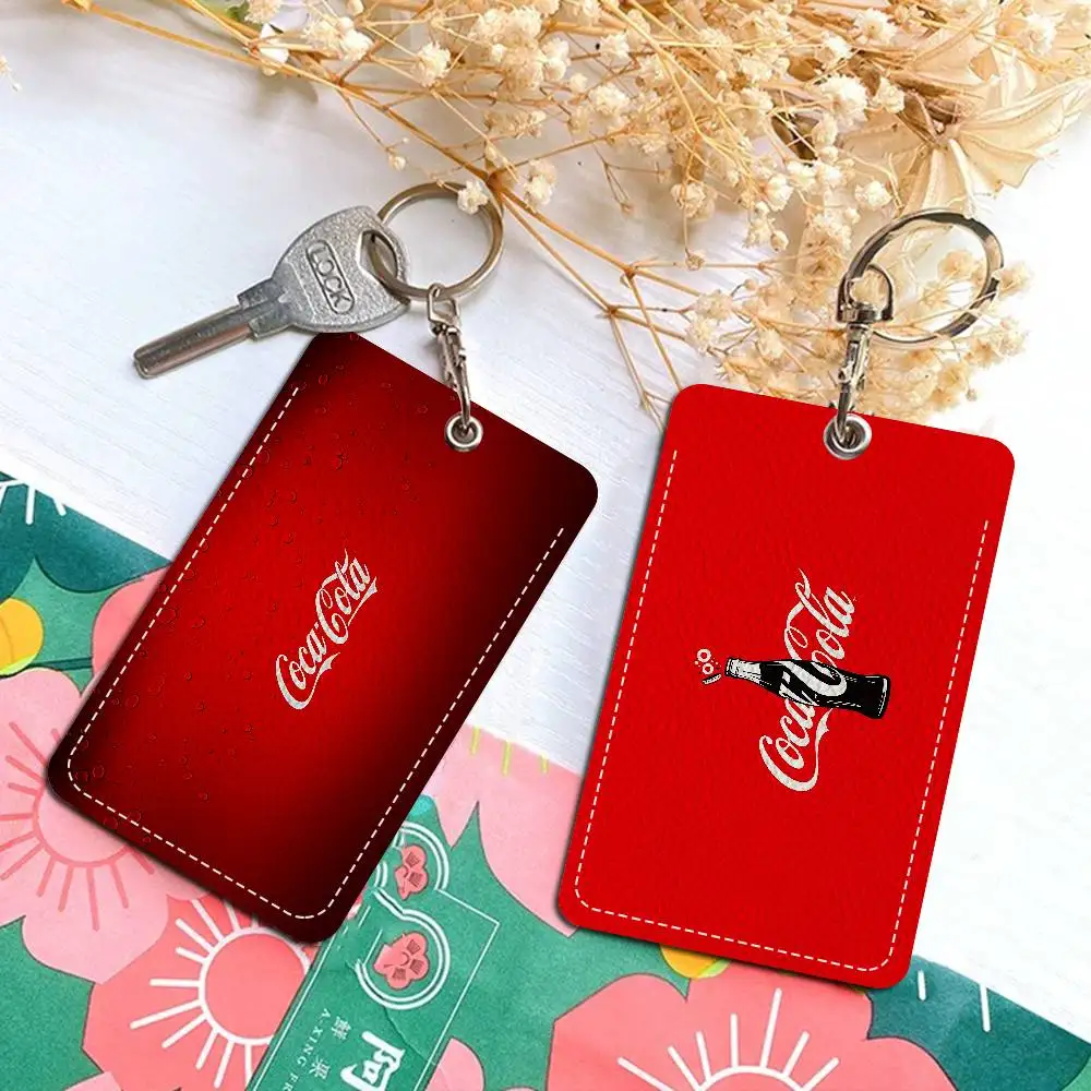 C-Cocas C-Colas Rechteckiges Ausweishülle, Schlüsselanhänger, Zugangskartentasche, Schlüsselanhänger, Ring, Leder, Kartenhalter, Schlüsselanhänger, Zugang