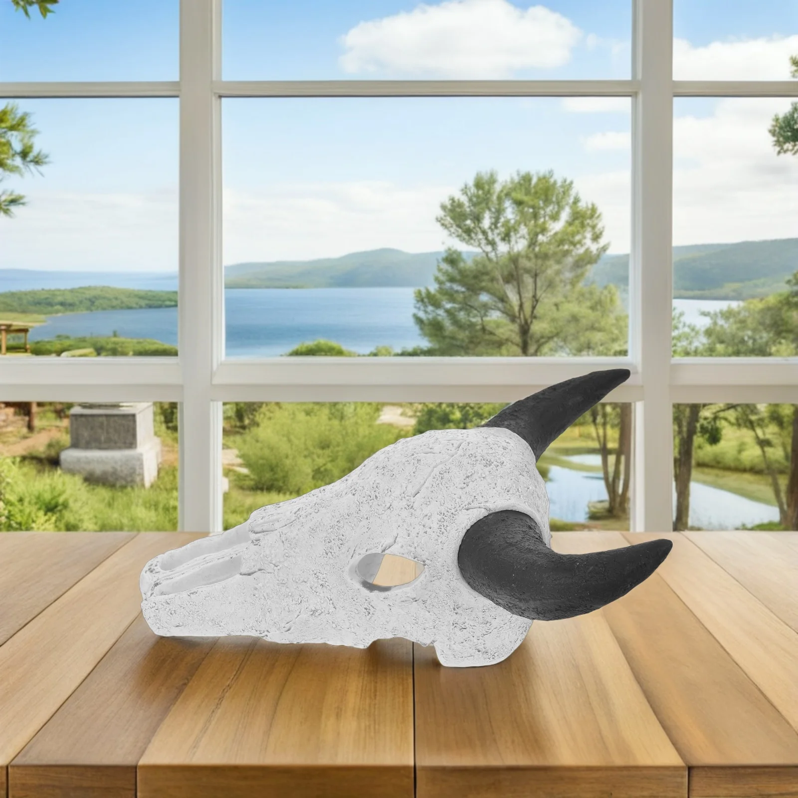 

Premium Reptile Hideout with Realistic Bull Skull Design - Heavy Duty Resin Hide Cave for Snake Tank Lizard Habitat Desert