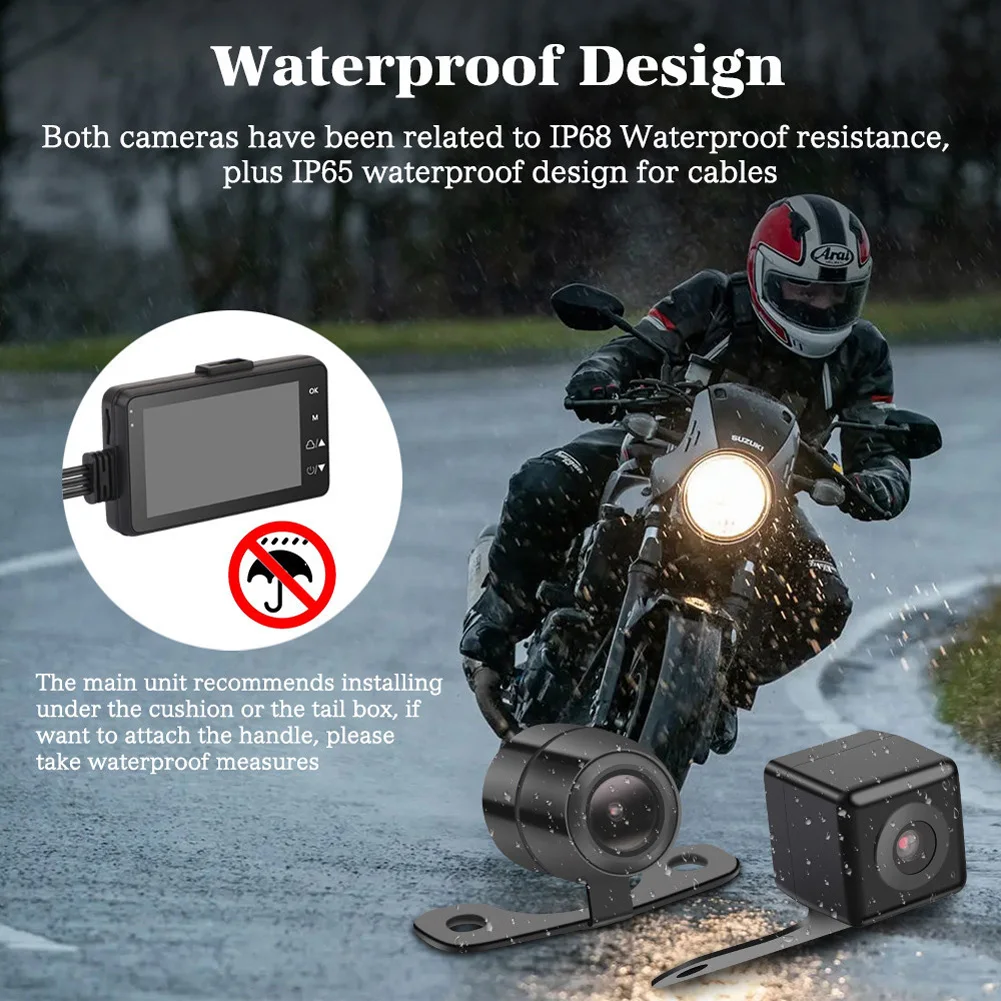 New Motorcycle Camera Recorder 3.0 Inch WiFi GPS Dual Camera 720P Full HD 120° Wide Angle Motorcycle DVR Dash Cam Video Recorder