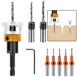 Limit Countersink Drill Bit Set Adjustable Depth Stop Countersink Drill Woodworking Tools for Drilling Screw Holes