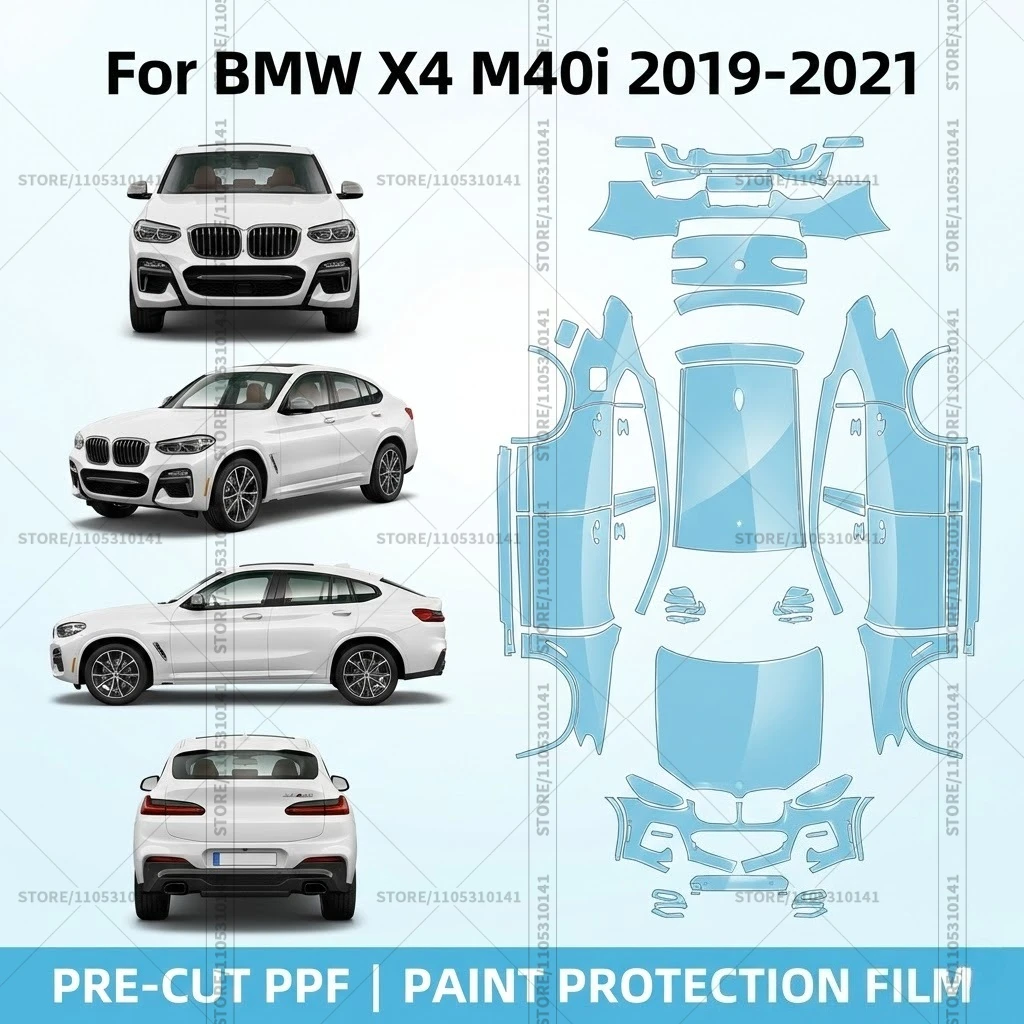 

Предварительно нарезанная защитная пленка PPF, прозрачная автомобильная пленка, профессиональная пленка для полной защиты автомобиля, для BMW X4 M40i 2019-2021