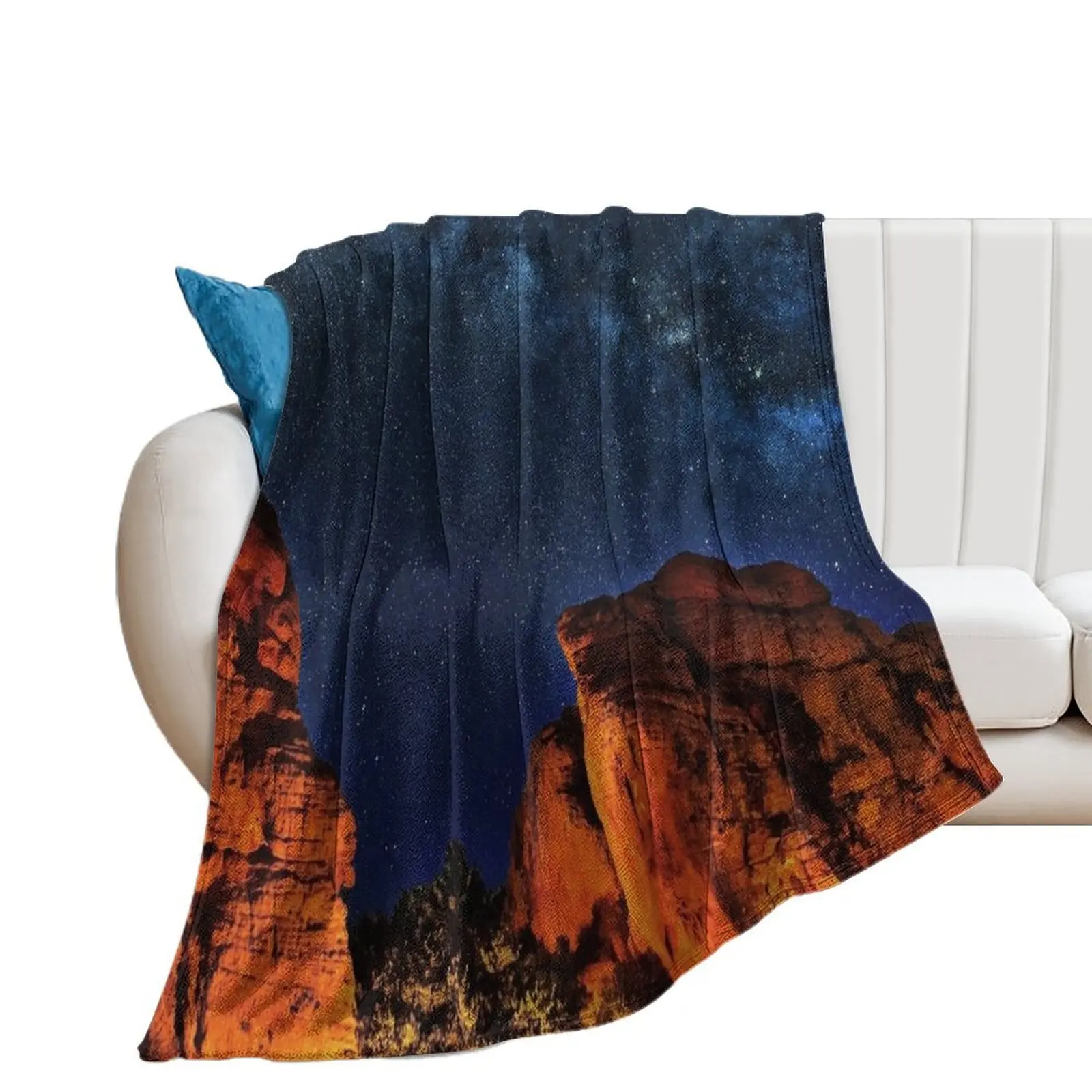 Scenic Milky Way Galaxy at the Grand Canyon Throw Blanket Hairy Decorative Sofas Weighted Blankets