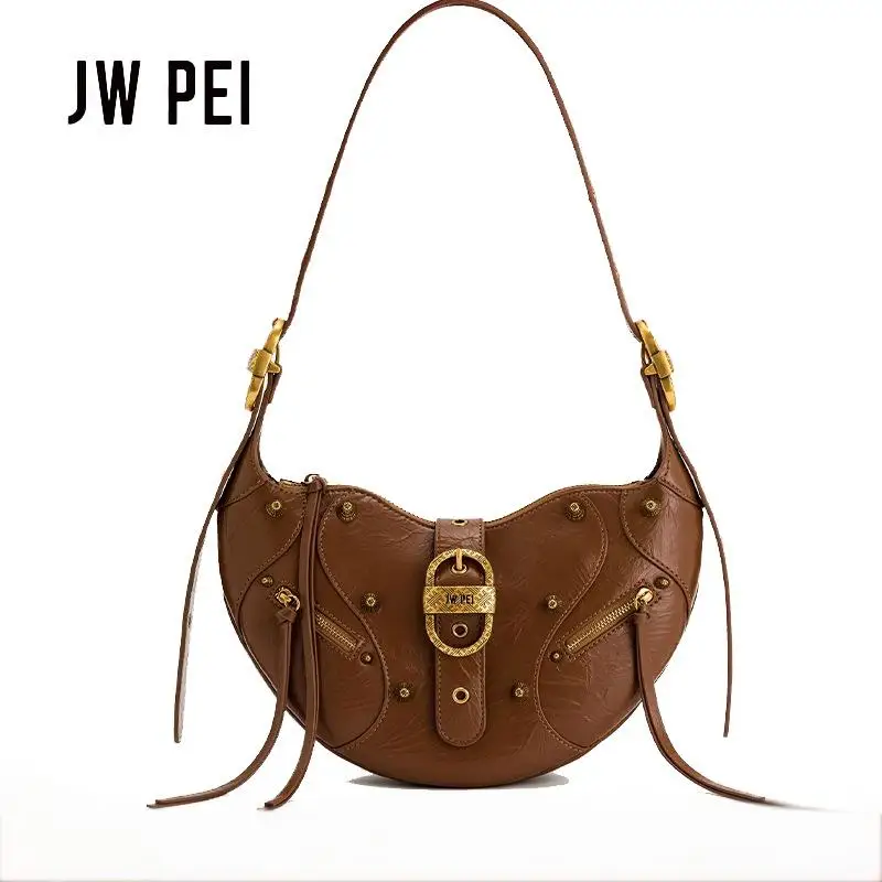 JW PEI كرواسون مشمع TESSA حقيبة كتف قاطرة ذات سعة كبيرة حقيبة تحت الإبط ذات إحساس متقدم للرجال والنساء.
