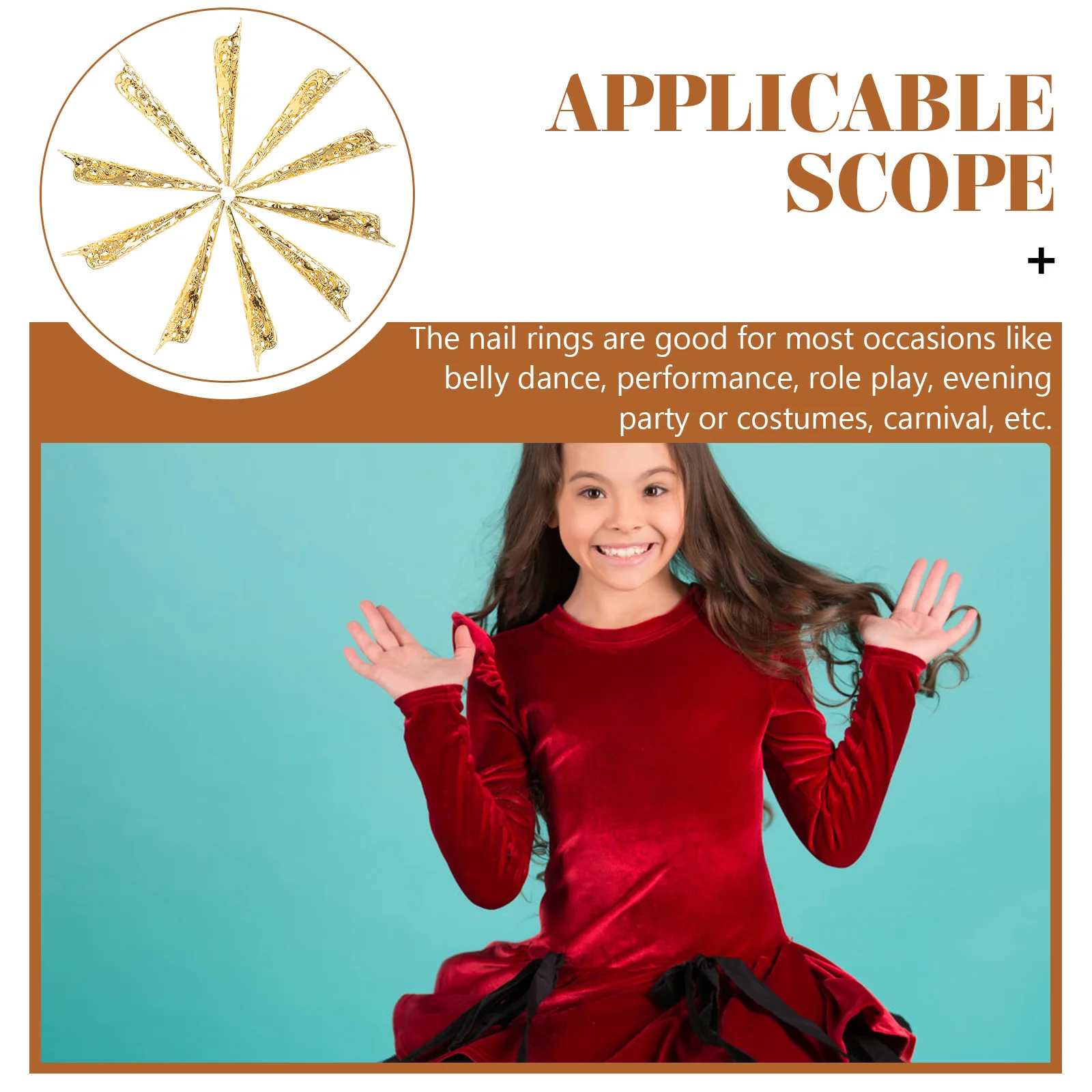 

10Pcs Exquisite Metal Finger Claws Special Design for Belly Dance Role Play Carnival Halloween Costumes Finger Claws