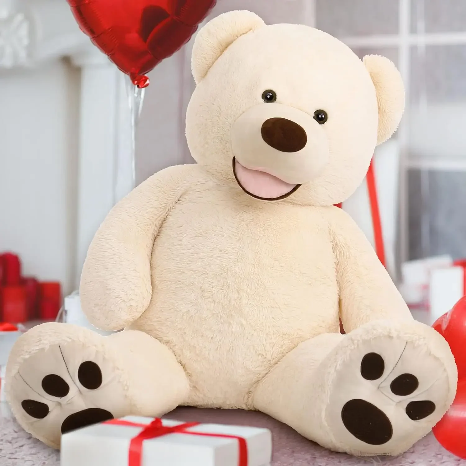 MorisMos Giant Teddy Bear with Big Footprints Big Teddy Bear Plush Stuffed Animals (Beige, 51 Inches)