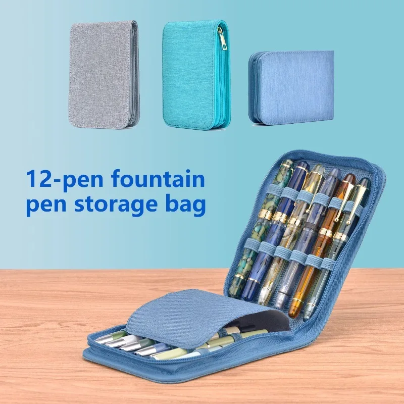

Pen Storage Bag ASVINE 12 Grid Pen Storage Bag PU Canvas Minimalist Waterproof Dustproof Pen Case Stationery Collection Bag