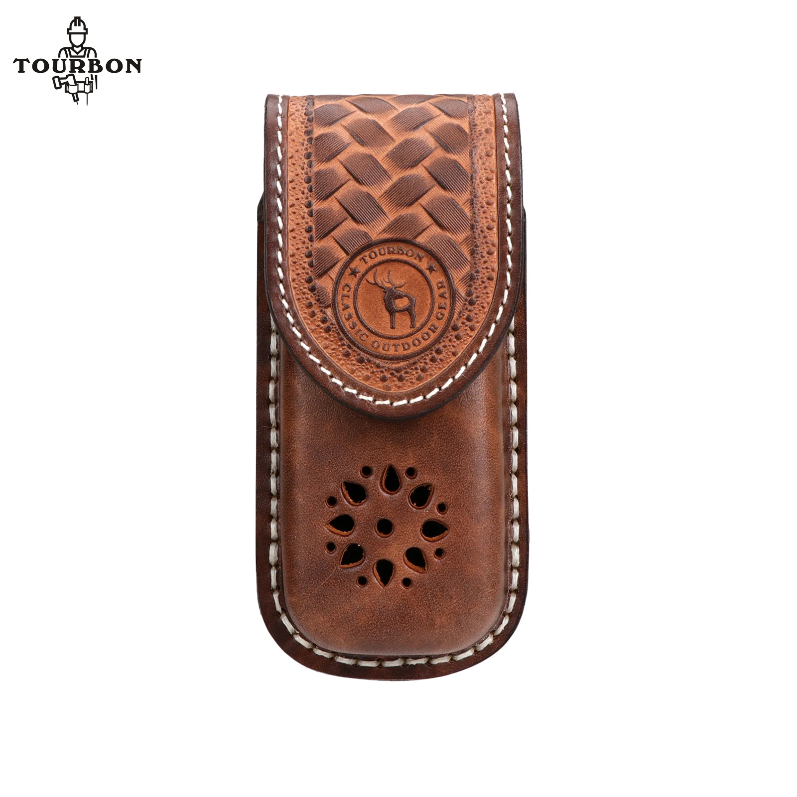 

Tourbon Leather Knife Sheath for Small Folding Knife Snap Case Multipurpose Knife Pouch EDC Holster Clip-on Belt Brown