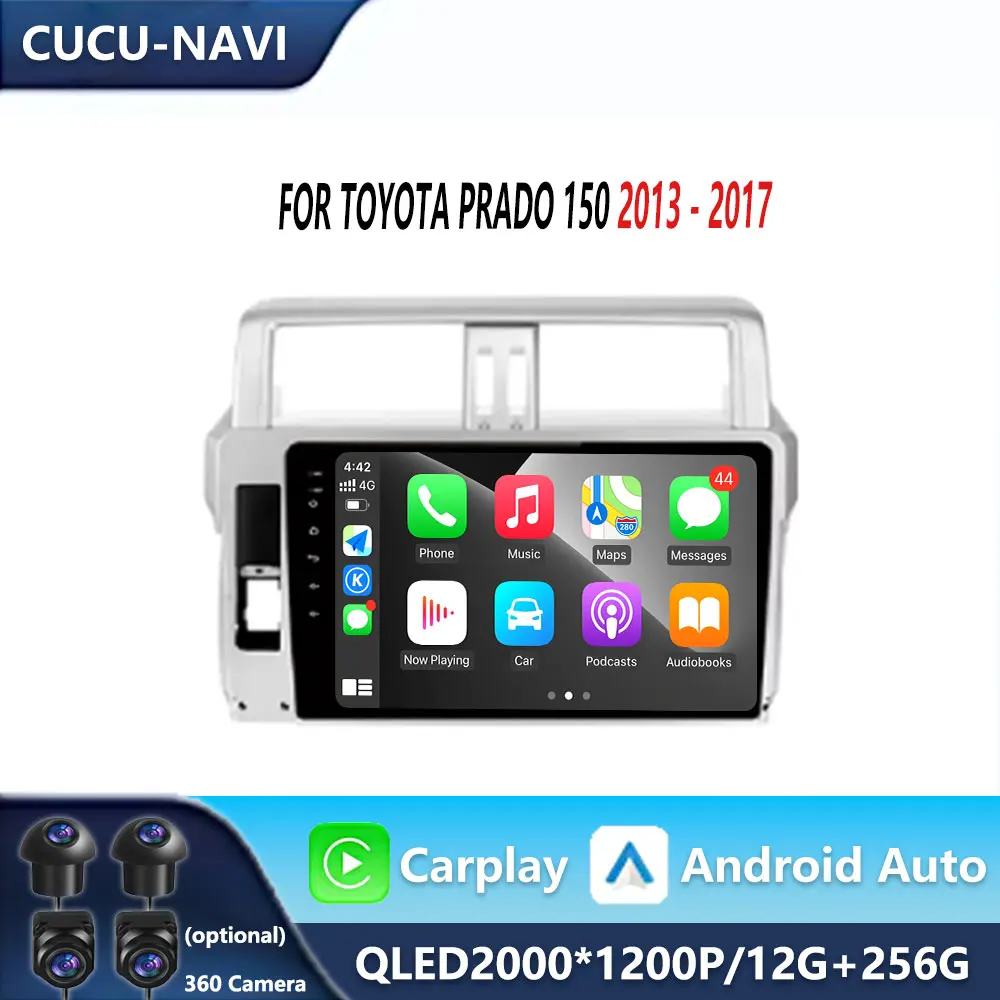

10,1-дюймовый автомобильный мультимедийный плеер для Toyota Prado 150 2013-2017 Carplay GPS Navi WiFi Android System 4G BT с сенсорным экраном
