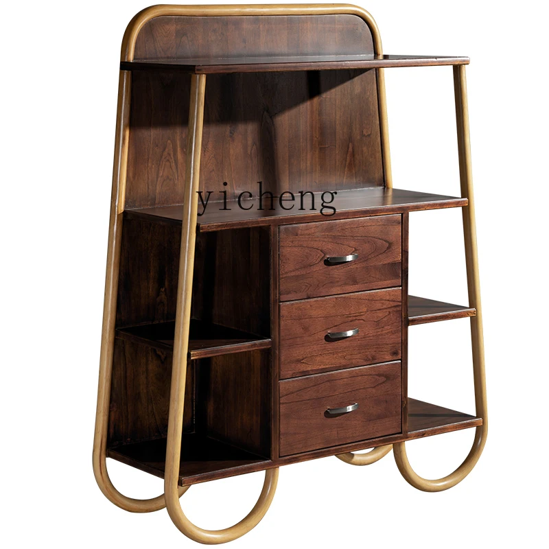 

XL Designer Creative Solid Wood Imported Indonesia Agate Rattan Shaped Bookcase Sideboard Cabinet