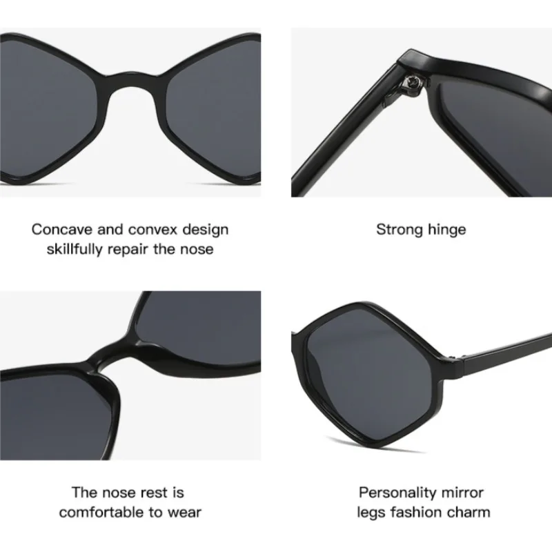 نظارات شمسية ذات إطار صغير غير منتظم للنساء ، معين ، أزرق شفاف ، واقي للسيدات ، Uv400 ، عصري ، جديد #4